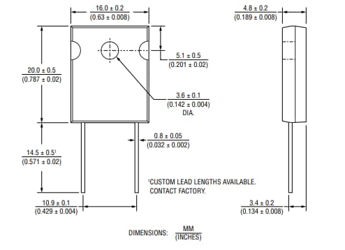 Plan mécanique - Bourns Résistances de puissance Riedon™ TO-247 PF2472